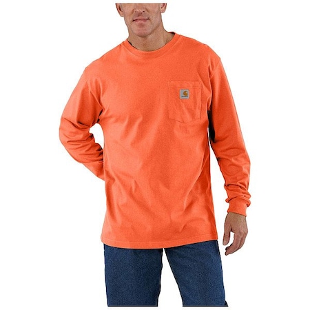 Carhartt Men's Long Sleeve Pocket T-Shirt, 100% Cotton, 1 Pocket(s), Orange, XL K126-BOGXLREG