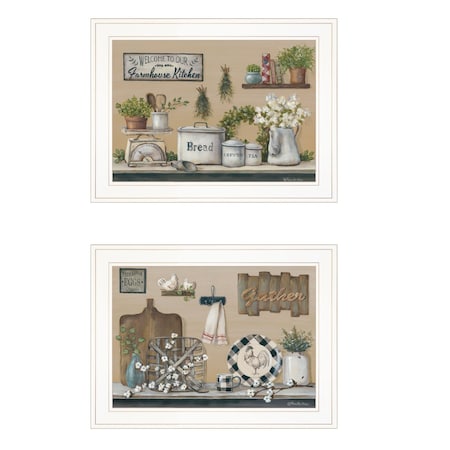 Homeroots Set Of Two Farmhouse Kitchen 1 White Framed Print Kitchen Wall Art, 2PK 407145