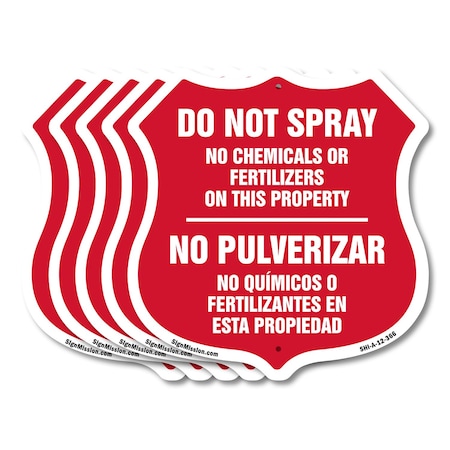 Signmission Bilingual No Spray Shield Sign Do Not Sp, 12 inch X 12 inch, Aluminum Metal Sign, 5PK SHI-A-5Pack-12-366