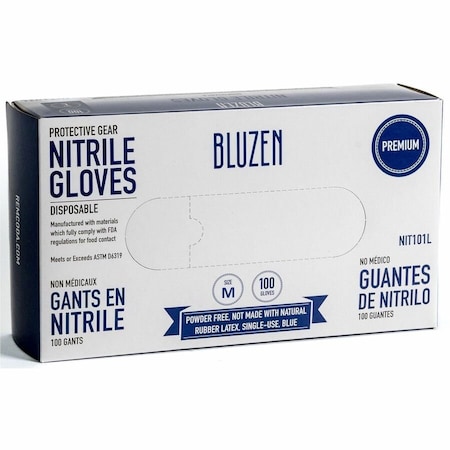 Remcoda Disposable Nitrile Gloves, 3 mil Thickness, Medium Size, Nitrile, Blue, Durable, Comfortable, 10PK NIT101-M