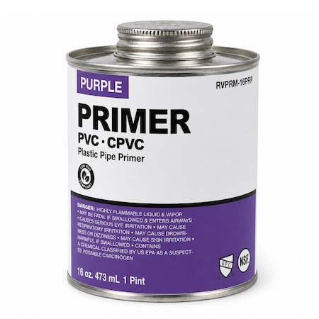 Supplygiant 16 oz Purple PVC/CPVC Primer Cement Ind. Grade Low-VOC Fast Acting Primer Glue for Pipe & Fittings SWQSN-38QSQ