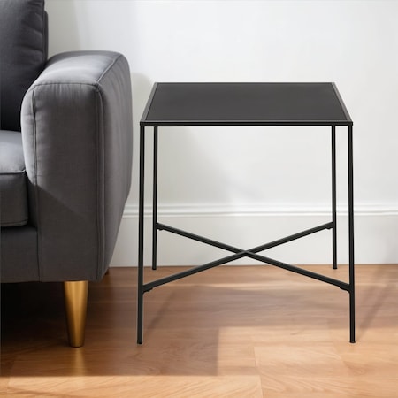 Homeroots 22" Black Steel Square End Table 543818