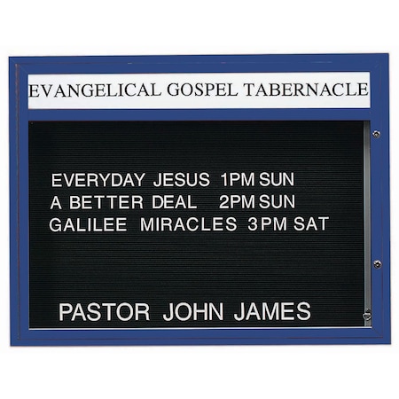 Aarco 47 in W, 36 in H, Black Letterboard/Blue Powder Coated Frame DBM3647B