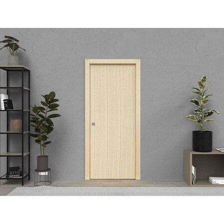 Sartodoors Sliding French Pocket Door with, Planum 0010 Vertical Natural Veneer, Kit Trims Rail Hardware, Soli PLANUM0010PD-VSH-4284