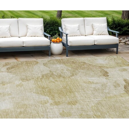 Homeroots 8' X 10' Beige Tan And Ivory Floral Washable Indoor Outdoor Area Rug 588531