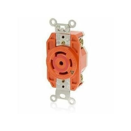 Leviton Locking Receptacle, L22-30R, 30 A, 277/480V AC, Three Phase, 4 Pole, Flush Mount, Screw Terminals 2820-IG