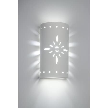Luxury Lighting Asavva 17 in Tall Starburst Ceramic Outdoor Wall Light, Paintable White Bisque Finish 412-36-W-ud-7-17