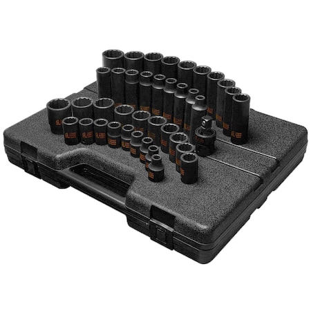 Sunex 1/2 in Drive Metric 12 Point Standard & Deep 39-Piece Master Impact Socket Set 2699