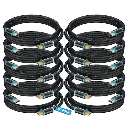 Maximm 3ft 4K 60Hz 18Gbps HDMI 2.0 Braided Cable, 10PK HD2-3FT-10PK