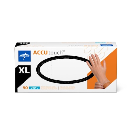 Medline Accutouch Synthetic Powder-Free Clear Vinyl Exam Gloves, Size XL, 900PK MDS192077P