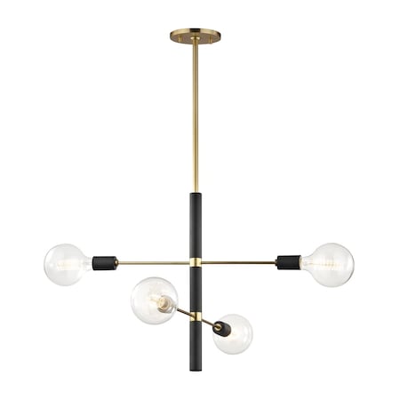 Mitzi Astrid 4 Light Chandelier 24 In. Aged Brass/Black H178804-AGB/BK