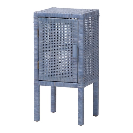 Bali & Pari Vivan Natural Rattan Nightstand, Navy Blue 272-14901-ZORO