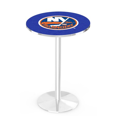 Holland Bar Stool Co 36" Chrome New York Islanders Pub Table, 36" dia. Top L214C3636NYIsln