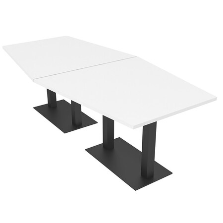 Skutchi Designs Hexagon Conference Table With Power Unit, 48 in W, 96 in L, White HAR-HEX.IR-48X96-DOU.BK-W960-NA