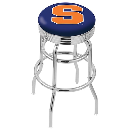 Holland Bar Stool Co 25" Chrome 2-Ring Syracuse Swivel Bar Stool, Accent Ring L7C3C25Syrcse