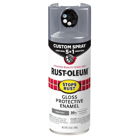 Rust-Oleum Rust Preventative Spray Paint, Smoke Gray, Gloss, Solvent, 12 Oz 376897
