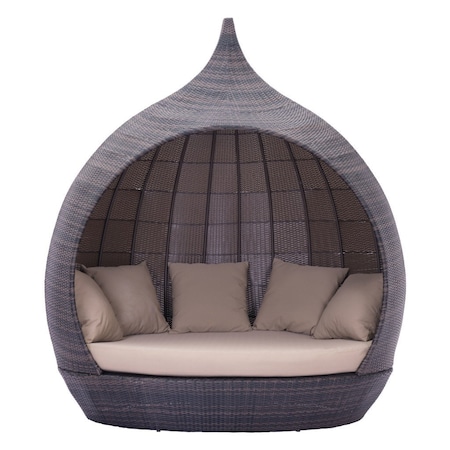 Homeroots Teardrop Shaped Brown and Beige Daybed 392017