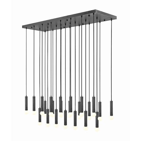 Z-Lite Stari 23-Light Linear Chandelier, 18 in W, Matte Black 1956P-23L-MB
