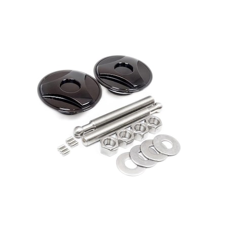 Five Star Mfg 0.375 in. Aluminum Hood Pin Kit, Black, 2PK FIV10001-34033-B
