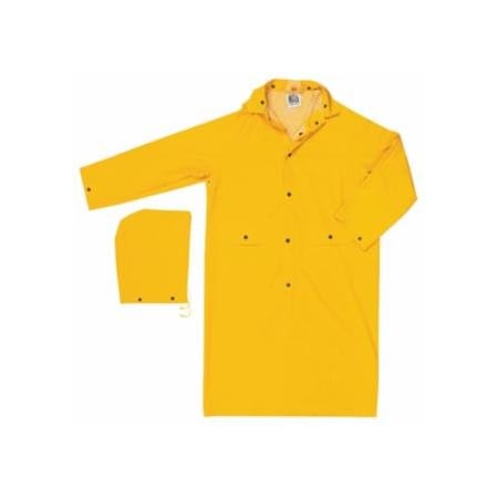 Mcr Safety Classic Series Rain Coat, Detachable Hood, 0.35 mm, PVC on Polyester, Yellow, 3X-Large 611-200CX3
