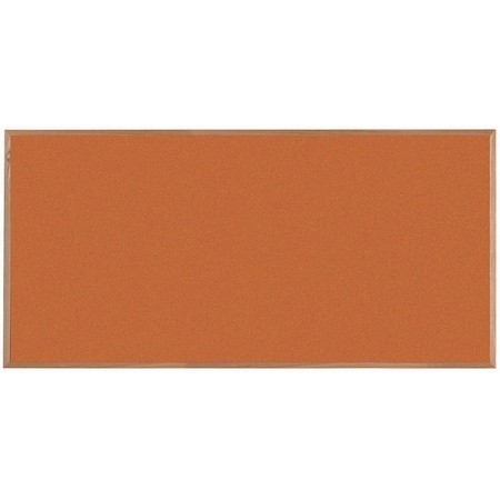 Aarco VIC Cork Bulletin Board, Red Oak Frame, Clear Lacquer Finish, Tangerine Zest 48''Hx96''W OW4896211
