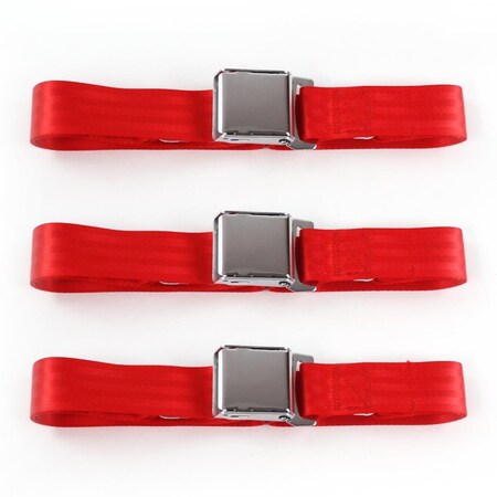 Geared2Golf Red Lap Bench Seat Belt Kit for 1955-1959 Chevy Truck Airplane 2 Point - 3 Belts GE2253562