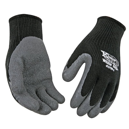 Warm Grip Protective Gloves, Men's, XL, 11 in L, Wing Thumb, Knit Wrist Cuff, Acrylic, Black 1790-XL