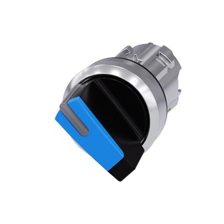 Siemens Illuminable selector switch, 22 mm, round, shiny metal, blue 3SU1052-2BF50-0AA0-ZY19