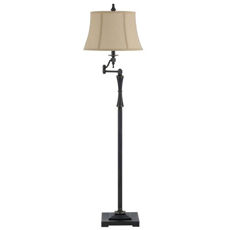 Homeroots 61" Bronze Swing Arm Floor Lamp With Brown Square Shade 526258