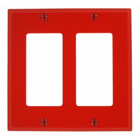 Leviton Decora Wallplate, Standard Size, Gang 2, Red 80409-NR