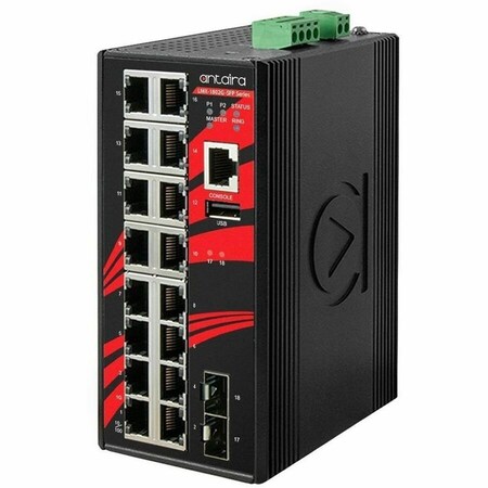 Antaira 18-Port Industrial Gigabit Light Layer 3 Managed Ethernet Switch LMX-1802G-SFP