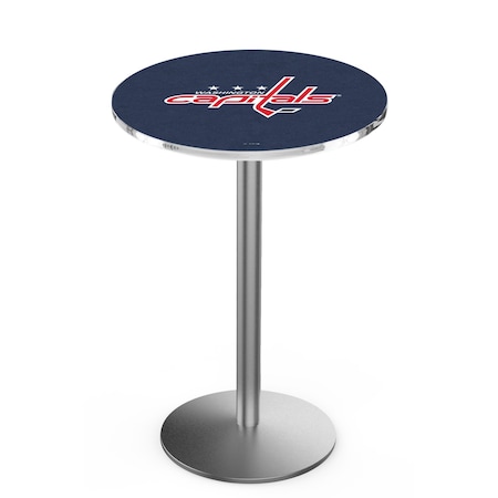 Holland Bar Stool Co 42" Stainless Steel Washington Capitals Pub Table, 36" dia. Top L214S4236WshCap