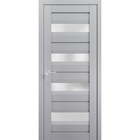 Sartodoors Interior Solid French Door Frosted Glass Grey 42x84 Solid Core Modern Interior VEREGIO7455ID-GRE-4284