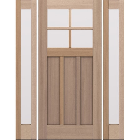 Doornmore CRF-P3G4, 65.25" x 82" ( 36" Door + 2x12" Side) Left Hand, Mahogany SDL 4 Lite Exterior Door CRF-P3G4-SW-3680-G101-SL_1-2_LI
