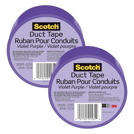 Scotch Duct Tape for Artists, 1.88 in x 20 yd (48 mm x 18.2 m), Purple, 2PK 920-PPL-C