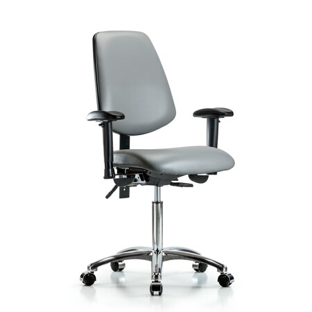 Blue Ridge Ergonomics Vinyl Chair, Vinyl, Adjustable Arms BR-VMBCH-MB-CR-T1-A1-NF-CC-8840