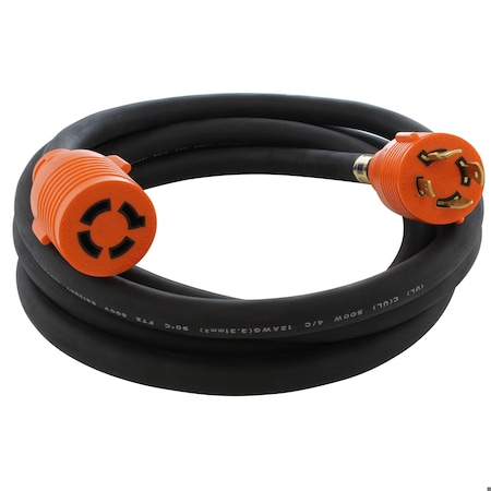 Ac Works SOOW Extension Cord, 12 AWG, 12/3, 1 Outlets, L15-20R, Black, Rubber, L15-20P, 10 ft L1520PR-010