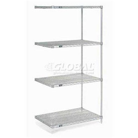 Nexel 36 x 21 x 54 in. Poly-Z-Brite Wire Shelving Add-On - Clear 796226