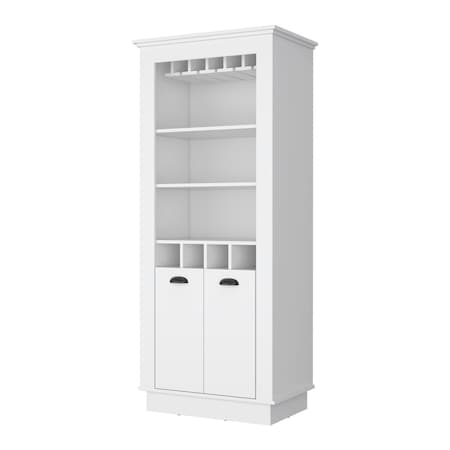 Homeroots 70" White Bar Cabinet With Wine Storage 535113