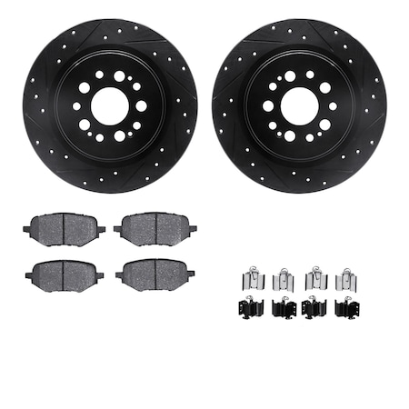 Dynamic Friction Co DFC Rotors-Drilled & Slotted-Black w/ 5000 Advanced Brake Pads Incl Hdw 8512-59127