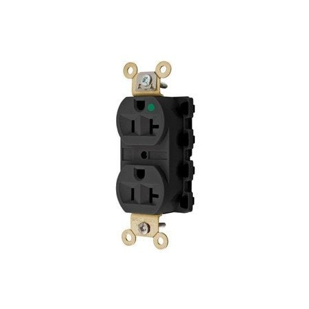 Hubbell SNAPConnect 20A 125V Hospital Grade Duplex Receptacle, Black SNAP8300BK
