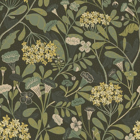 A-Street Prints Hybbe Dark Green Hydrangea Garden Wallpaper 2999-55022