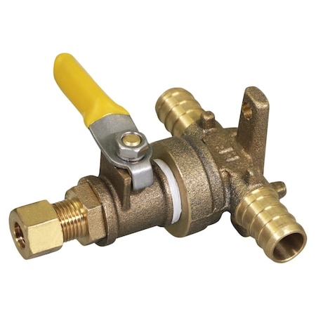 Everflow PEX Bx1/4" COMP Ice Maker - Humidifer Shut Off Valve with Drop Ears 1/2" PIMV12-NL