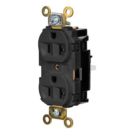 Hubbell Wiring Device-Kellems Straight Blade Receptacle, 5-20R, 20 A, 125V AC, 2 Pole, 3 Wire, Surface Mount, Grounded HBL5362STBK