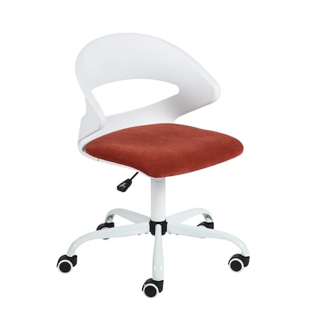 Homeroots White and Red Adjustable Height Swivel Rolling Office Chair 568073