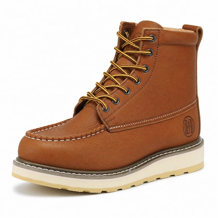 Handpoint Mens 6 in Soft Toe Moc Toe Work Boots-Slip Resistant SureTrack Boots, Full Grain Leather, 8 CK30-8494-D-8