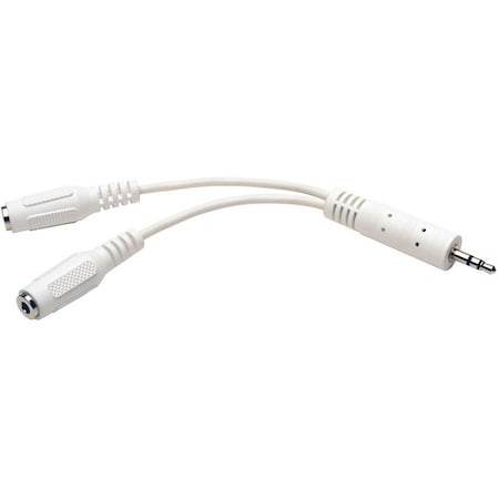Tripp Lite 6IN MINI STEREO CABLE ADAPTER Y SPLITTER 3.5MM M TO 2XF WHITE 6INCH P313-06N-WH