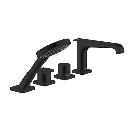 Axor Citterio E 4-Hole Thermostatic Roman Tub Set Trim with 1.75 GPM Handshower in Matte Black 36413671