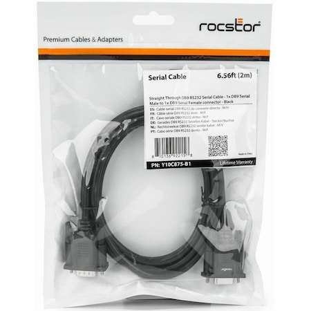Rocstor PREMIUM 2M 6.4FT STRAIGHT THROUGH DB9 RS232 SERIAL CABLE, M/F - 6 FT SERIAL EX Y10C875-B1