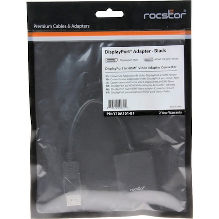 Rocstor DISPLAYPORT TO HDMI ADAPTER 1 Y10A101-B1